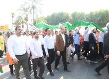 حضور مدیرکل و کارمندان نوسازی مدارس استان هرمزگان در یوم الله 13 آبان