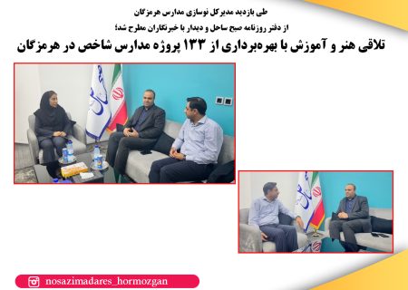طی بازدید مدیرکل نوسازی مدارس هرمزگان  از دفتر روزنامه صبح ساحل و دیدار با خبرنگاران مطرح شد؛ تلاقی هنر و آموزش با بهره‌برداری از 133 پروژه مدارس شاخص در هرمزگان
